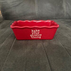 Red Ceramic Mini Loaf Pan Joseph A. Collection Bake Your Groove Thing Oven & Mic